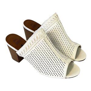 Sonoma Womens Vitalize Open-Toe Block Heel Mules Size 7.5 White Faux Leather